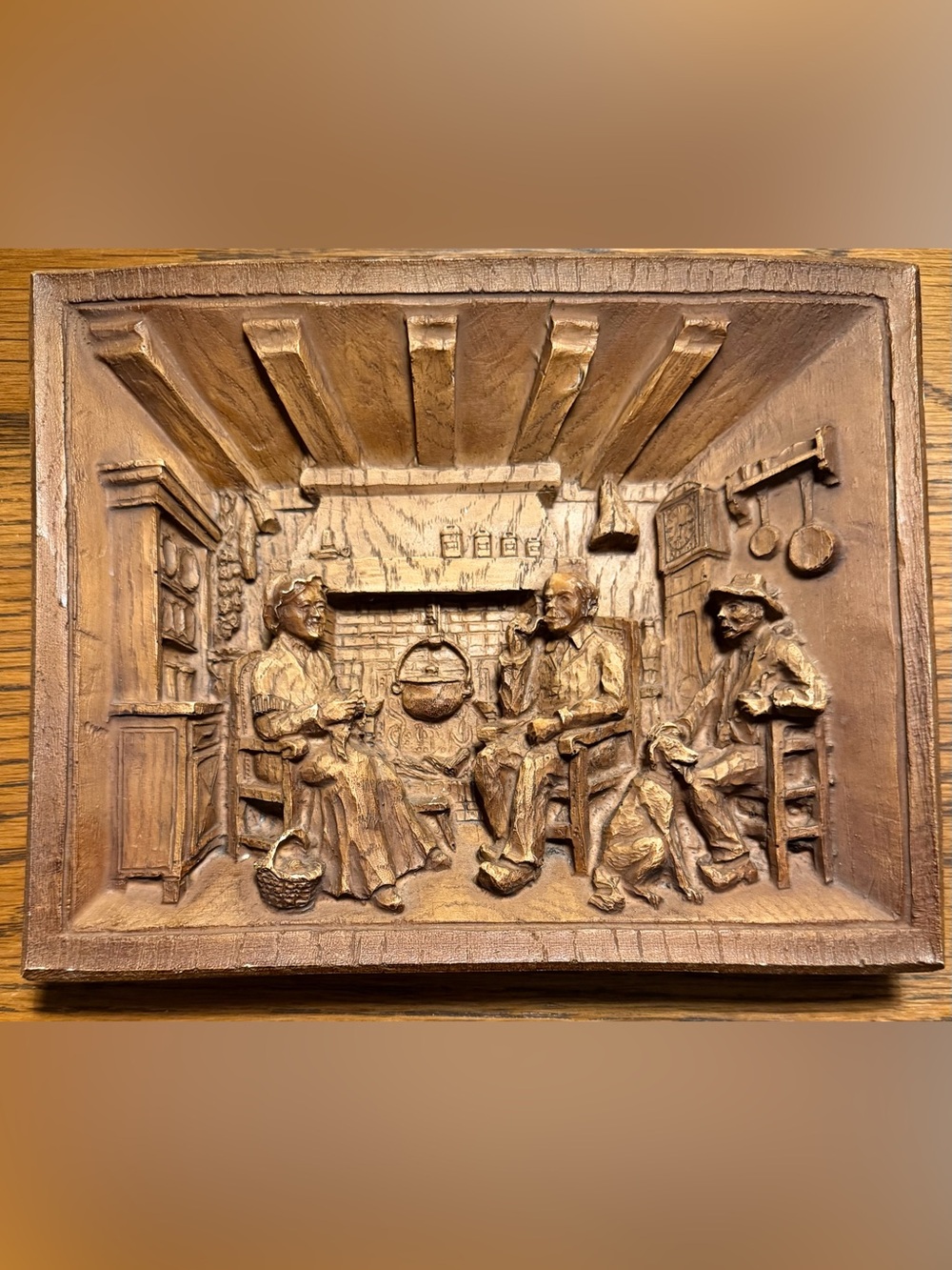 Resin Rustic Hearth Relief Wall Sculpture